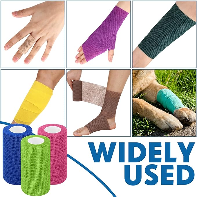 Treela 36 Pcs Self Adherent Bandage 4" X 5 Yard Wrap Breathable Cohesive Bandage Elastic Adhesive Tape for Stretch Athletic Sports Wrist Ankle(Classic Color)