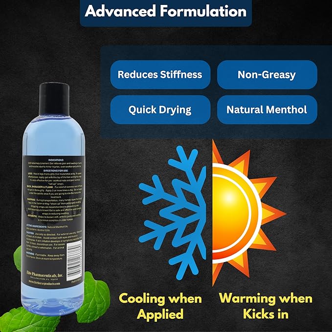 E3 Veterinary Strength Liniment Gel for Sore Muscle & Joint Relief - Reduces Pain & Swelling - Horse Liniment for Humans & Pets - Arthritis Aid - Non-Greasy Herbal Formula- Topical Analgesic