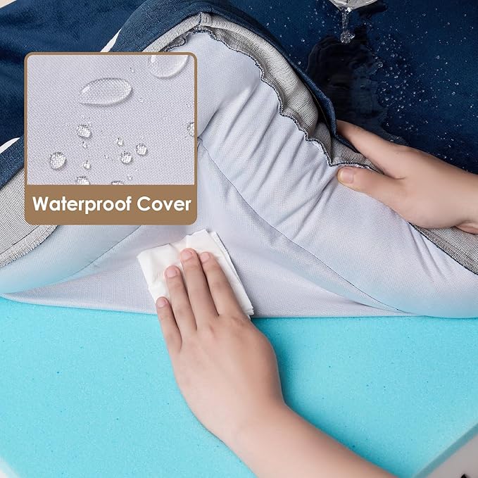 EHEYCIGA Orthopedic Dog Beds for Large Dogs, Waterproof Memory Foam Large Pet Bed with Sides, Non-Slip Bottom and Egg-Crate Foam Dog Couch Bed with Washable Removable Cover, Navy
