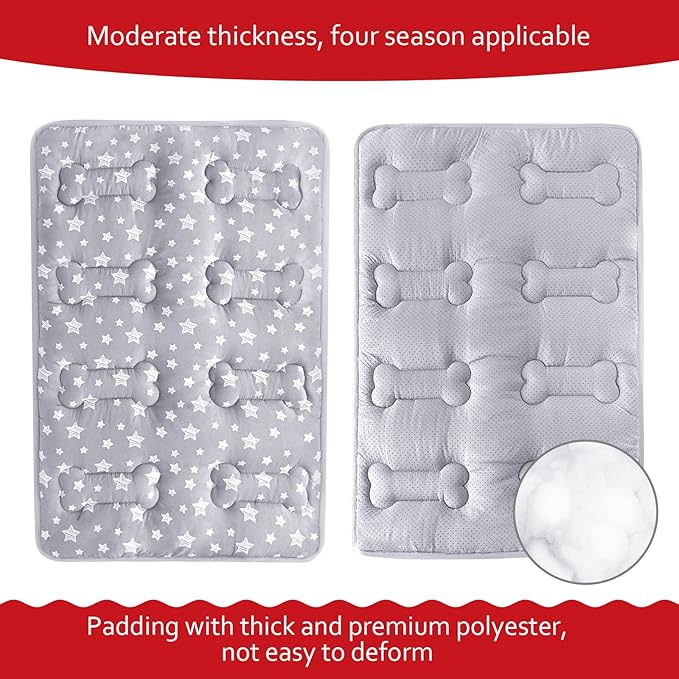 Dog Crate Mat (30" X 19"), Soft Dog Bed Mat with Cute Prints, Personalized Crate Pad, Anti-Slip Bottom, Machine Washable Kennel Pad