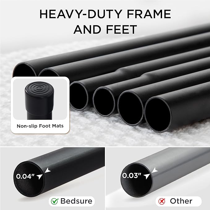 Bedsure Outdoor Elevated XL Dog Bed, Portable Indoor & Outdoor Cooling Raised Cot Pet Hammock Bed with Skid-Resistant Feet, Frame with Breathable Mesh, Black, 54 inches