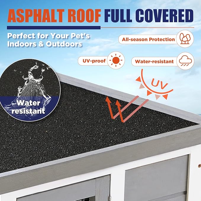 Rabbit Hutch, Indoor Rabbit Cage Two Story Bunny Hutch with Wheels Guinea Pig Cages with Removable No Leaking Tray, Ramp, Outdoor Pet House for Small Animals