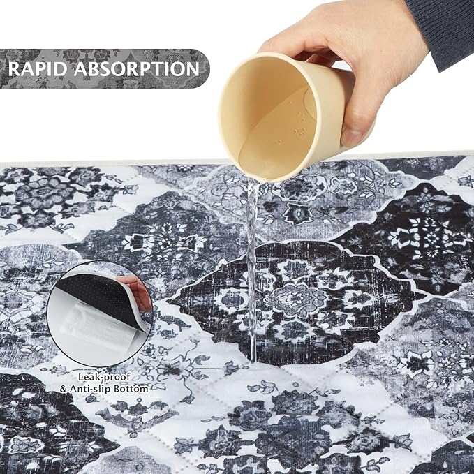 IEUUMLER Washable Pee Pads for Dogs, 2 Pack Reusable Pee Pads for Dogs Non-Slip Grip, Super Absorbent Waterproof Puppy Pads for Potty Training, Playpen, Crate, Whelping Box EU011 Black Grey, 24x18