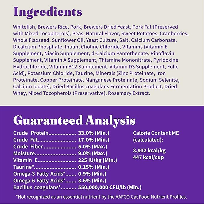 Halo Holistic Cat Food Wild Caught Salmon & Whitefish Formula, Healthy Grains Dry Cat Food, For Sensitive Stomach Support, Kibble for Adult Cats, 6 lb Bag