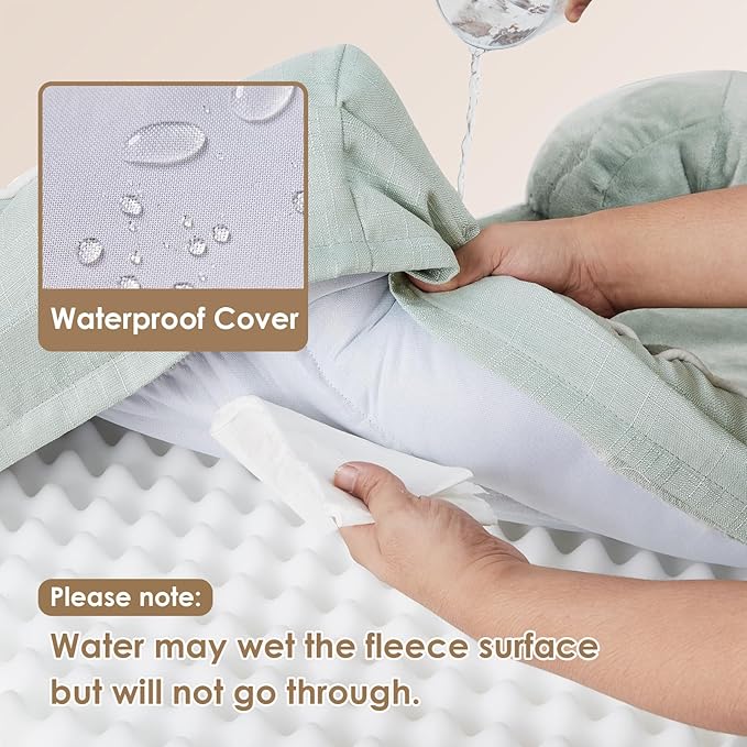 EHEYCIGA Orthopedic Dog Bed for Small Dogs, Waterproof Memory Foam Small Dog Beds with Sides, Non-Slip Bottom and Egg-Crate Foam Medium Pet Couch Bed with Washable Removable Cover, Sage Green