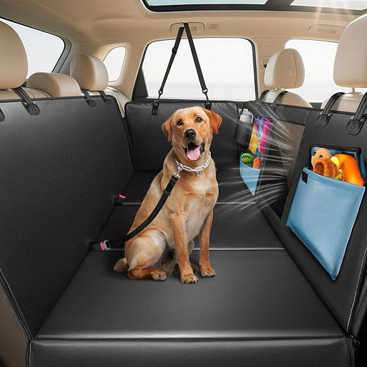 Dog Car Seat Cover for Back Seat 53", Upgraded PU Leather Back Seat Extender with Hard Bottom Holds 400LBS, Waterproof Anti-Scratch, Backseat Cover for Dogs in Car, SUV & Small Truck