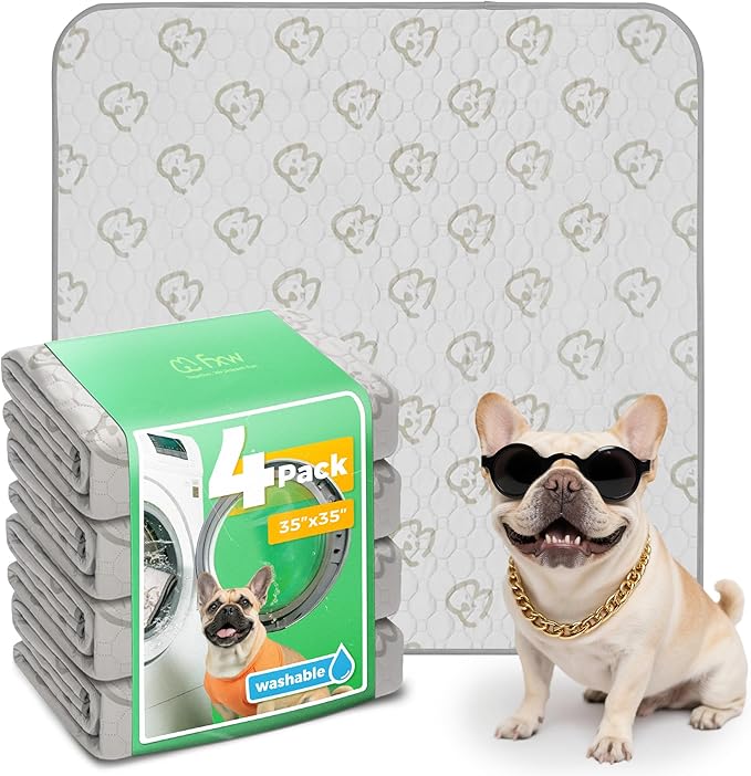 FXW Washable Pee Pads for Dogs, Puppy Pads with Super Absorbent, Specifically Designed for Potty Training, 35" Square, Khaki, 4 Packs