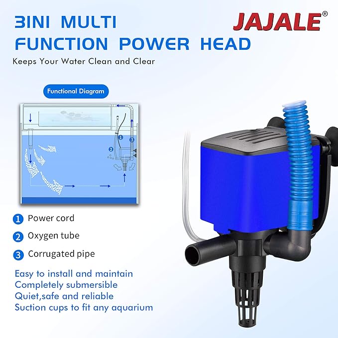 Water Pump 210 GPH Submersible Internal Aquarium Powerhead Water Pump Ultra Quiet for Aquarium,Fish Tank