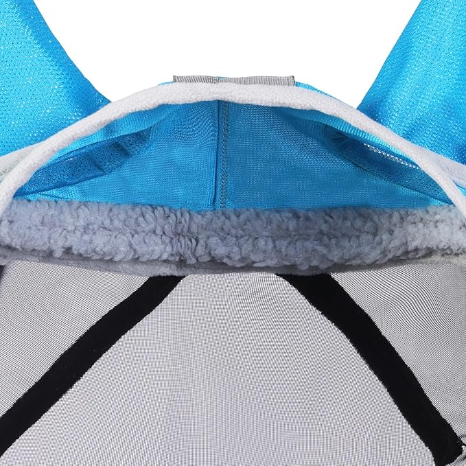 Harrison Howard CareMaster Pro Luminous Horse Fly Mask Large Eye Space Standard with Ears UV Protection for Horse Sky Blue S Pony