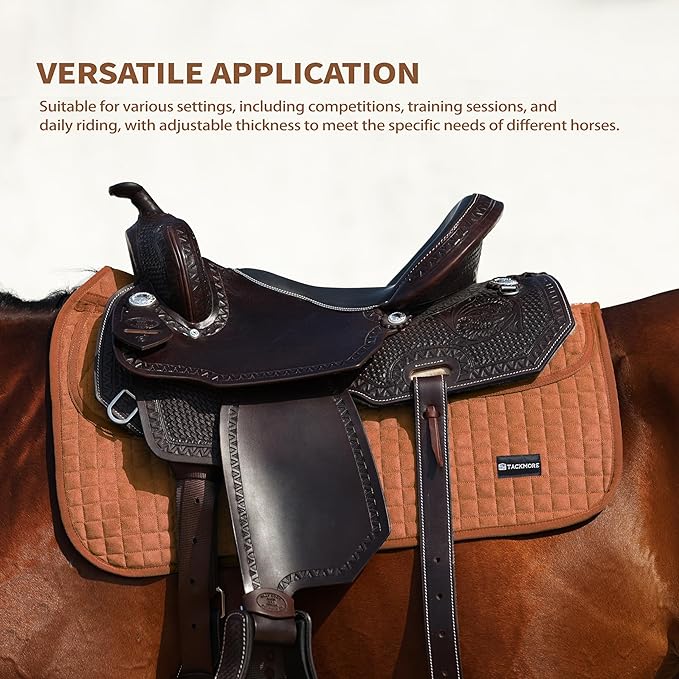 Tackmore Western Saddle Pad Adjustable with Side Pockets and Foam Inserts Shock-Absorbing Riding Pad