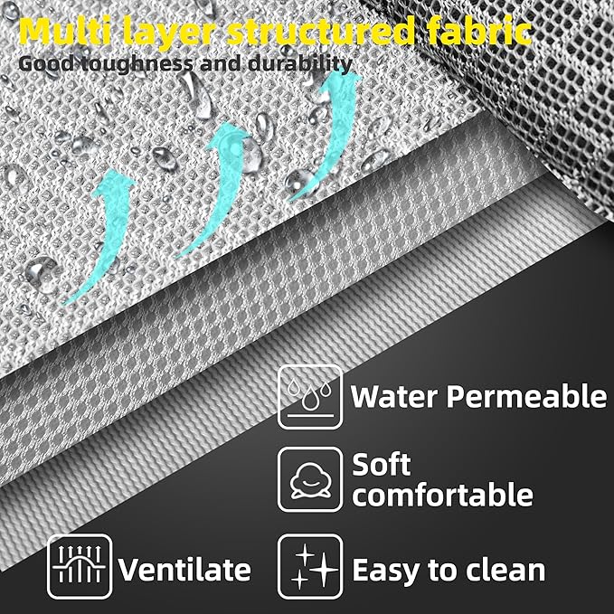 Soft Mesh Elevated Pet Bed for Large Medium Dogs Outdoor Resting Cot with Water-Resistant, Air-Permeable, Cooling and Anti-Skid Portable Dog Bed, Up to 120 lbs, 43.2" L x 31" W x 7.5" H, Gray