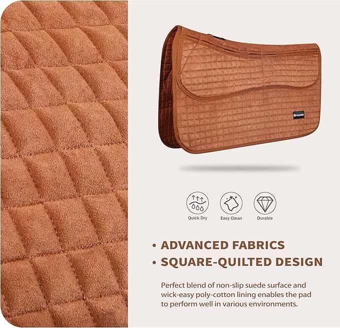 Tackmore Western Saddle Pad Adjustable with Side Pockets and Foam Inserts Shock-Absorbing Riding Pad