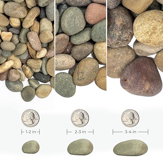 Large River Rocks for Landscaping 20lbs, 3-4 Inch Natural Unpolished Bulk Pebbles, Hand-Picked Premium Stones for Garden Design Fish Tank, Flower Pots, Pathways and Backyard, Mixed Color