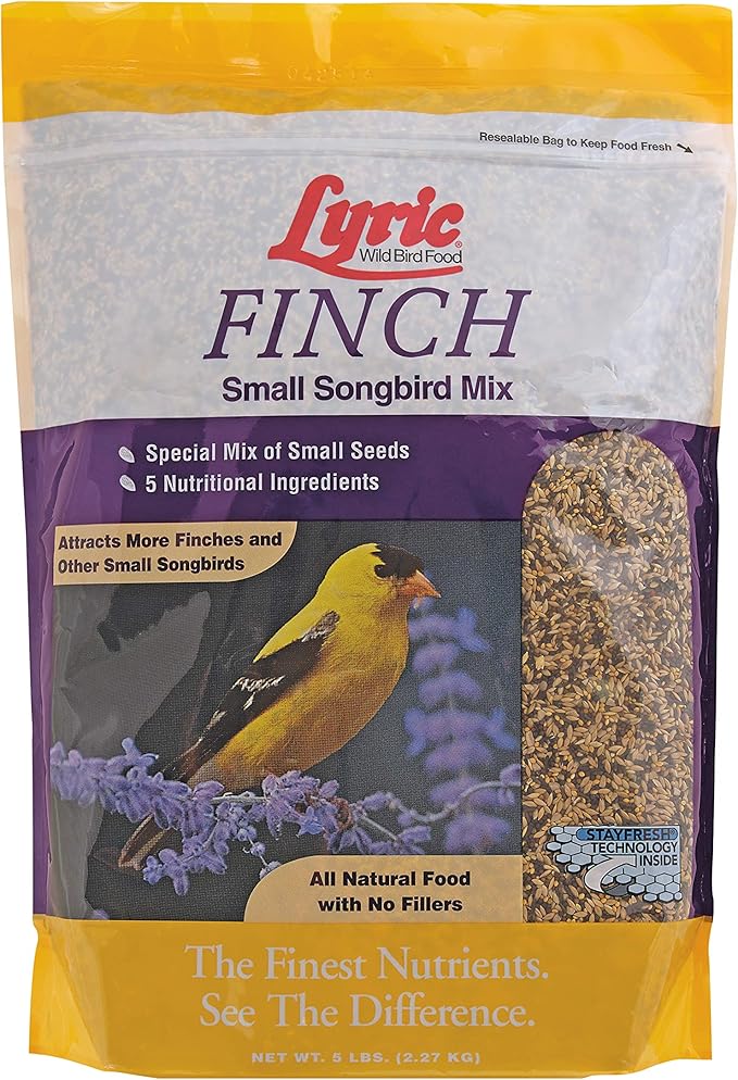 Lyric Fine Tunes No Waste Bird Seed 5 lb. Bag and Lyric Finch Small Songbird Wild Bird Food 5 lb. Bag for Outdoor Bird Feeders