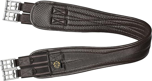 T TEKE Contoured Chafeless Girth for Horses, Airflow Waffle PVC Foam Construction with Double Side Heavy Duty Cotton Elastic and Stainless Steel Buckles (38"-56")