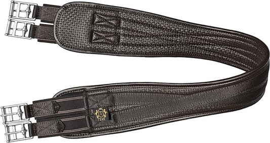 T TEKE Contoured Chafeless Girth for Horses, Airflow Waffle PVC Foam Construction with Double Side Heavy Duty Cotton Elastic and Stainless Steel Buckles (38"-56")