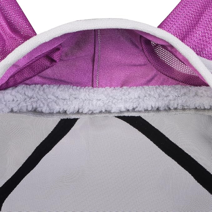Harrison Howard CareMaster Pro Luminous Horse Fly Mask Large Eye Space Standard with Ears UV Protection for Horse Dark Magenta S Pony