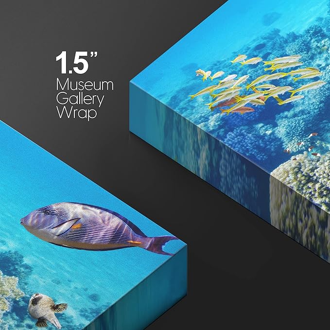 wall26 Canvas Print Wall Art Vibrant Teal Underwater Fish Coral Reef Nature Animals Photography Realism Rustic Scenic Landscape Wilderness Earth Colorful for Living Room, Bedroom, Office - 16"x24"