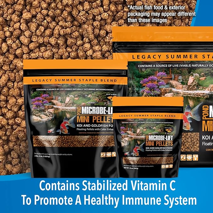 Microbe-Lift MLLMPMD Mini Floating Fish Food Pellets for Ponds, Water Gardens, and Fountains, for Small Live Goldfish and Koi, 2.25 Pounds