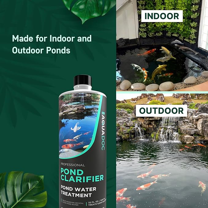AquaDoc Pond Water Clarifier 32oz – Enzyme-Based Treatment for Koi and Fish Ponds – Helps Clear Cloudy Water and Reduce Sludge