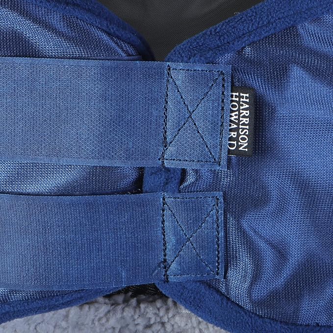 Harrison Howard CareMaster Pro Luminous Horse Fly Mask Large Eye Space Standard with Ears UV Protection for Horse Navy M Cob