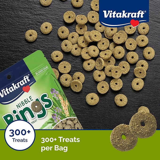 Vitakraft Nibble Rings Small Animal Treats - Crunchy Alfalfa Snack - For Rabbits, Guinea Pigs, Hamsters, and More