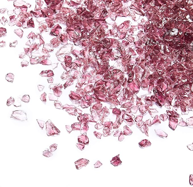 TWINKLING High Luster Crushed Glass Glitter, Broken Glass, Fire Glass Gems Chips for Fire Pit, DIY Resin Art, Epoxy Crafts, Geode Painting, Aquarium Decoration, 6-9mm(370g/13oz.) (Purple)