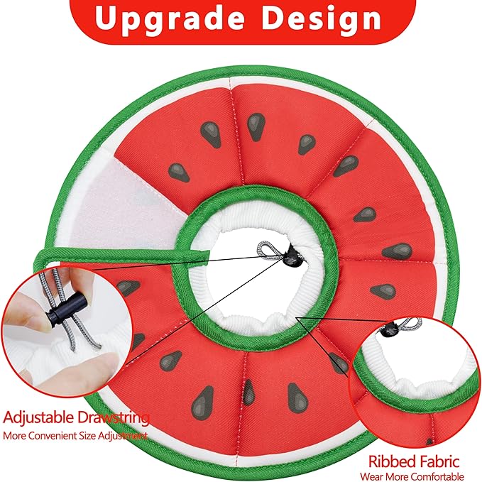Soft Adjustable Cat Cone Collar - Comfortable Recovery Collar for Cats After Surgery (Watermelon, Medium)