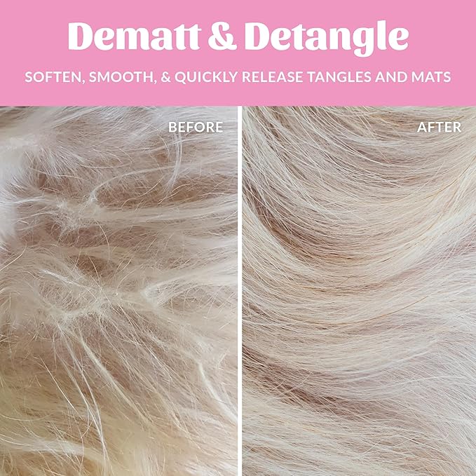 Skout's Honor Pet Detangler Spray - Hydrating & Conditioning with Avocado Oil & Probiotics, 97% Natural, Paraben & Sulfate-Free, softens for a More brushable Coat, Daily Use, 8oz, Happy Puppy, 2-Pack