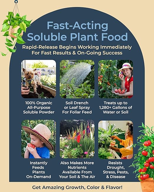 Organic Plant Magic - Truly Organic™ Fast-Acting Soluble Plant Food: All-Purpose Fertilizer Concentrate for All Flower Vegetable Herb Fruit Tree Shrub Container Garden & House Plants [20 lb Bucket]