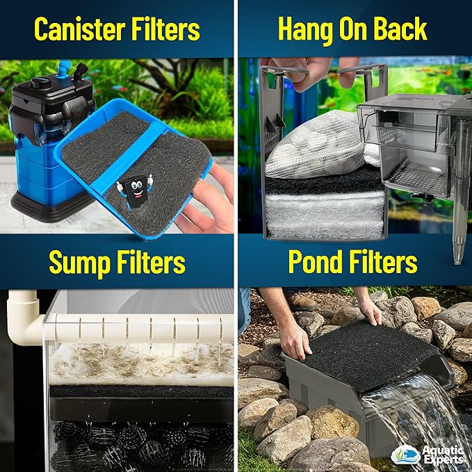 Aquarium Carbon Pad - Cut to Fit Carbon Infused Filter Pad Media for Crystal Clear Fish Tank and Ponds (10.5 Inch Width, 36 Inch Long)