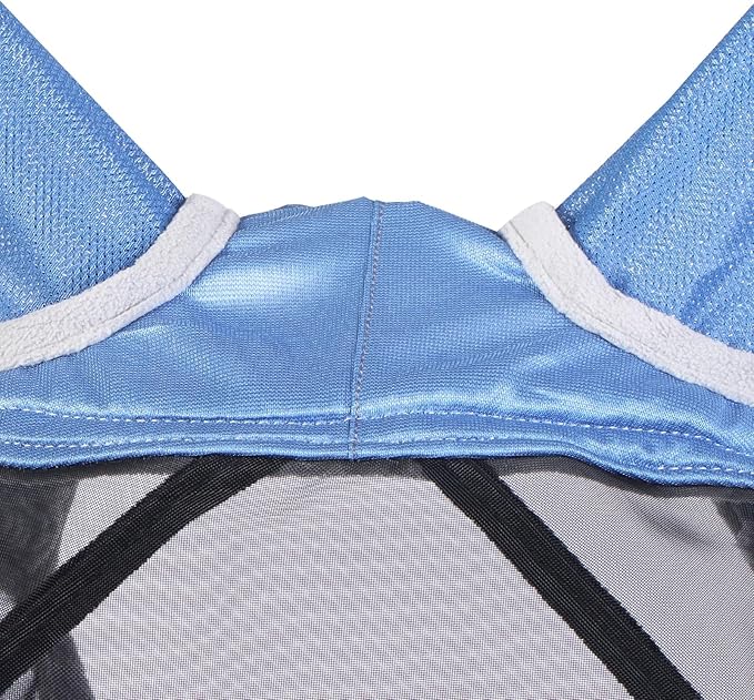 Harrison Howard CareMaster Pro Luminous Horse Fly Mask Large Eye Space Standard with Ears UV Protection for Horse Royal Blue S Pony