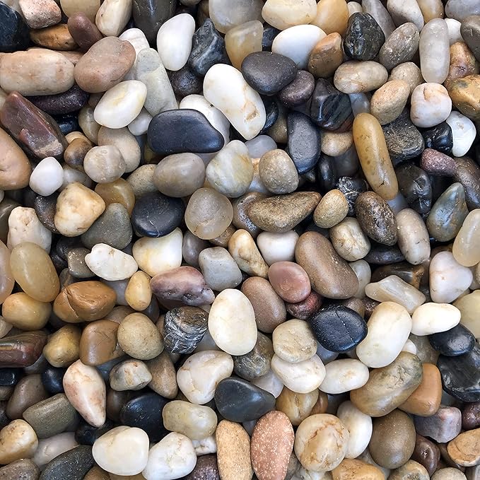 Voulosimi River Rock Stones, Natural Decorative Polished Mixed Pebbles Gravel,Outdoor Decorative Stones for Plant Aquariums, Landscaping, Vase Fillers (7 LB, Mixed Colors)