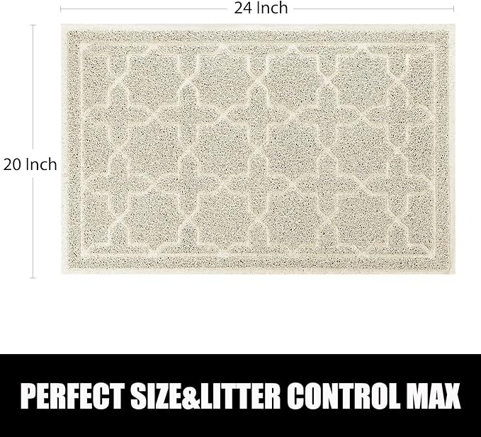 Yimobra Cat Litter Mat, 24"x20" Litter Mat with Litter Lock Mesh, Soft Cat Litter Mat Litter Trapping Mat, Easy to Clean, Non-Slip, Water Resistant, Litter Free Floors, Beige
