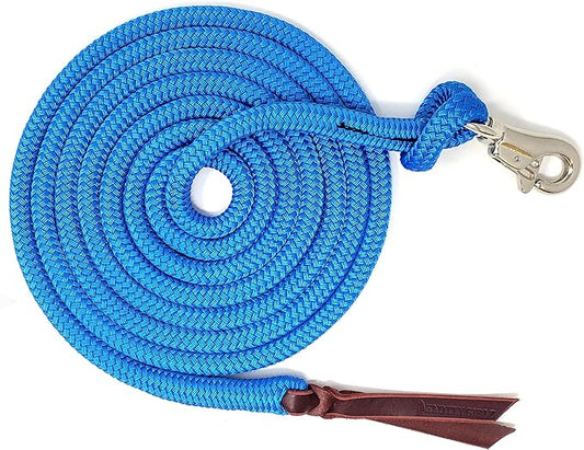 Premium 1/2" Samson EQ Yacht Braid Lead Rope with Nickel Trigger Bull Snap. Option for 12ft, 14ft and 16ft Lengths (Blue, 16 FT)