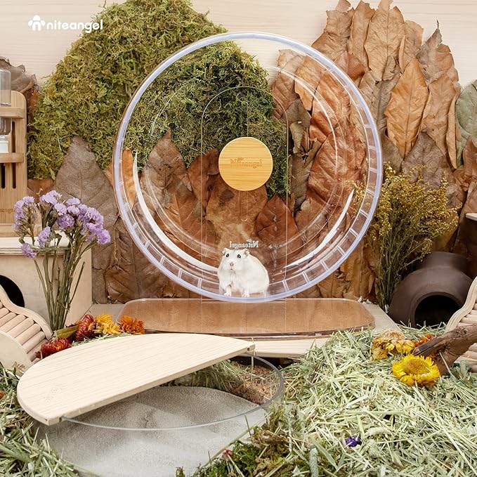 Niteangel Super-Silent Hamster Exercise Wheels - Quiet Spinner Hamster Running Wheels with Adjustable Stand for Dwarf Syrian Hamsters Gerbils Mice Or Other Small Animals