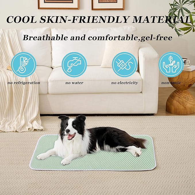 MICROCOSMOS Pet Cooling Mat & Sleeping Pad- Breathable Bubble Surface, EZ Clean. Keep Cooling for Pets, Kids and Adults in Summer.(Green, 28" x 22")