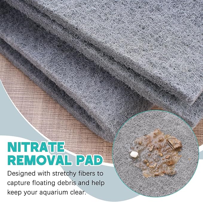 Treela Nitrite Remover Pad 4.53 x 39.37 inches Nitrate Reducer Filter Pad Fish Tank Filter Pads Nitrate Remover Cut to Fit for Aquariums and Pond Reducing Media Pad