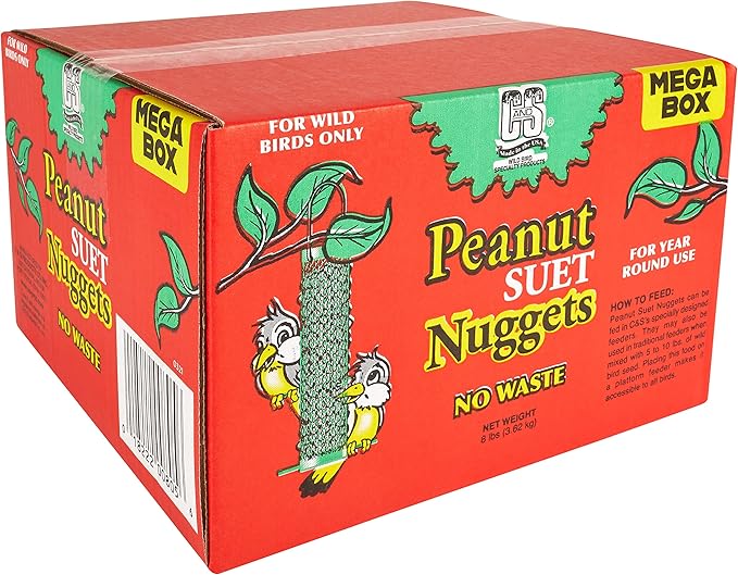 C&S Wild Bird Peanut Suet Nuggets Mega Box, 8 Pounds
