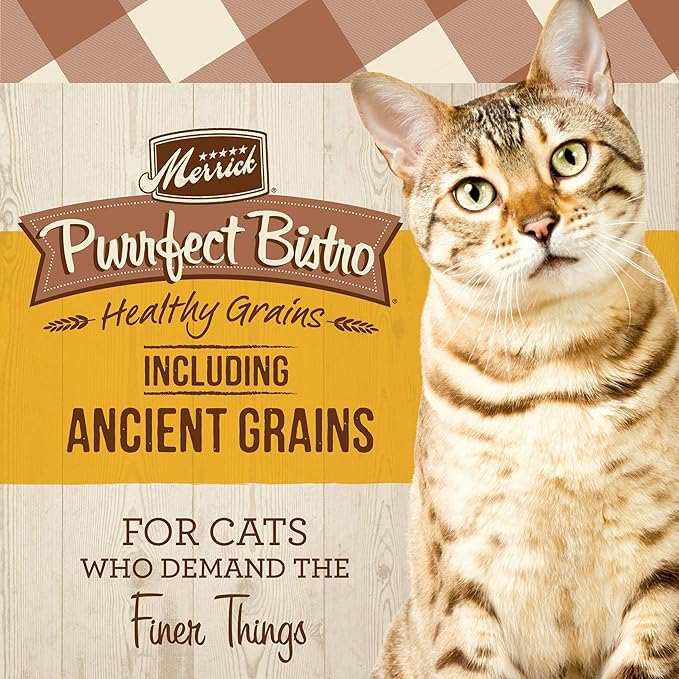 Merrick Purrfect Bistro Premium Healthy Grains Dry Cat Food For Adult Cats, Real Chicken And Brown Rice Recipe - 4.0 lb. Bag