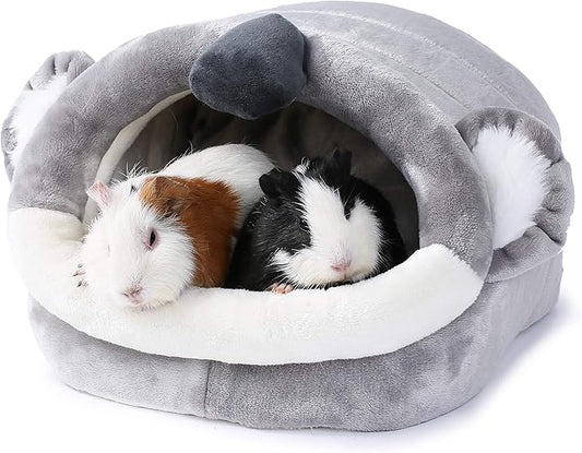 JanYoo Warm Bunny Bed for Rabbits Outdoor Cage Hideout Hut Tent Cave Tunnel Cute House Cotton Washable Winter Gray XLarge