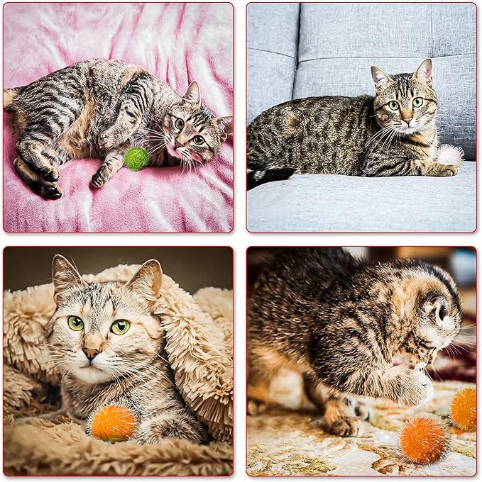 VAPKER 30 Pcs Cat Ball Toys Sparkle Balls Extra Large 2 Inch Cat's Favorite Chase Glitter Ball Glitter Tinsel Pom Poms Balls Dark Blue Color