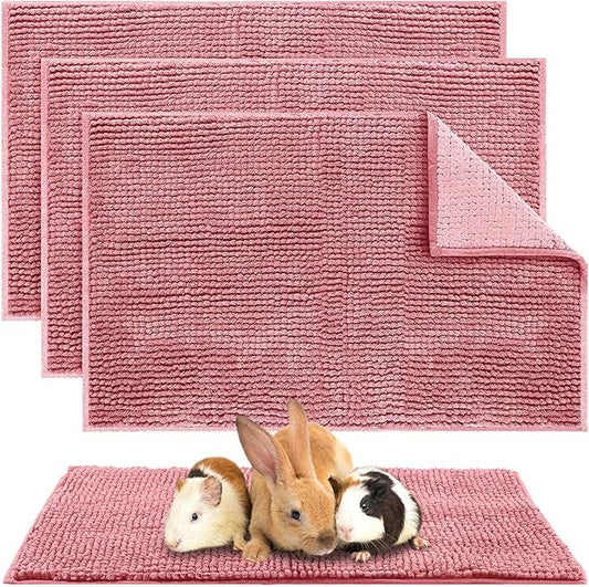 Amylove 4 Pcs Guinea Pig Cage Liner Guinea Pig Bedding Washable Fleece Pee Pads Reusable Small Animals Training Mat Small Animal Sleeping Bed for Bunny Hamster(Pink,16 x 24 Inch)
