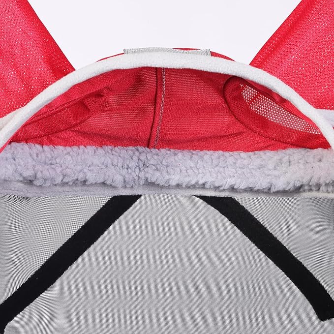 Harrison Howard CareMaster Pro Luminous Horse Fly Mask Large Eye Space Standard with Ears UV Protection for Horse Red XL Extra Full