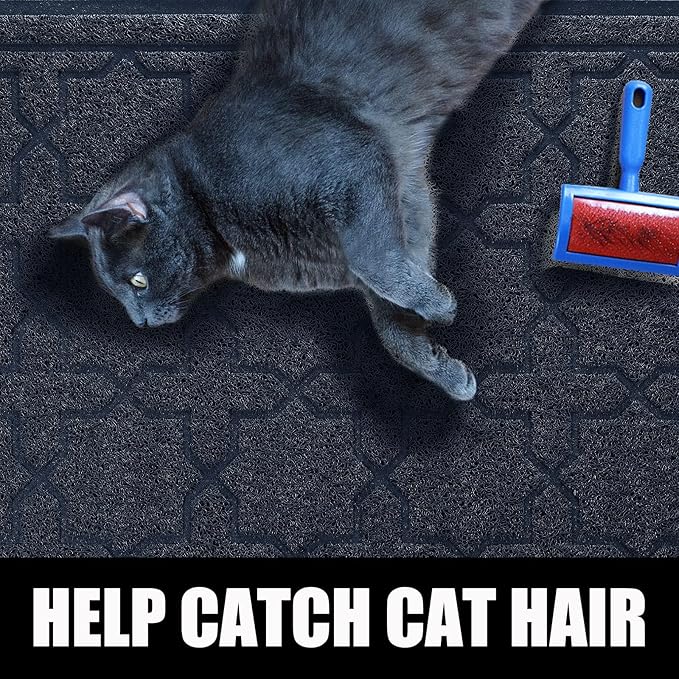 Yimobra Cat Litter Mat, 24"x20" Litter Mat with Litter Lock Mesh, Soft Cat Litter Mat Litter Trapping Mat, Easy to Clean, Non-Slip, Water Resistant, Litter Free Floors, Dark Blue