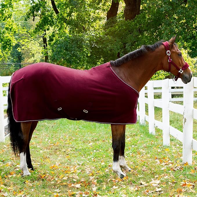 HORZE Kiel Adjustable Horse Halter with Fleece Padding - Dark Red - Pony