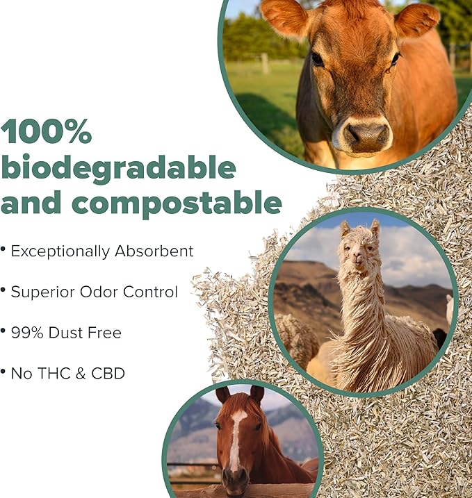 All Walks 150 Liter(30 lbs) Hemp Bedding for Chicken Coops, Hamsters, Ducks, and Turkeys - 100% Natural, Superior Odor Control, Biodegradable Pet Bedding, Dust-Free - Made in USA