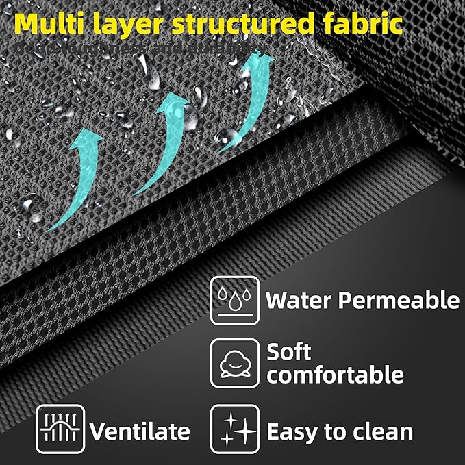 Soft Mesh Elevated Pet Bed for Large Medium Dogs Outdoor Resting Cot with Water-Resistant, Air-Permeable, Cooling and Anti-Skid Portable Dog Bed, Up to 120 lbs, 43.2" L x 31" W x 7.5" H, Black