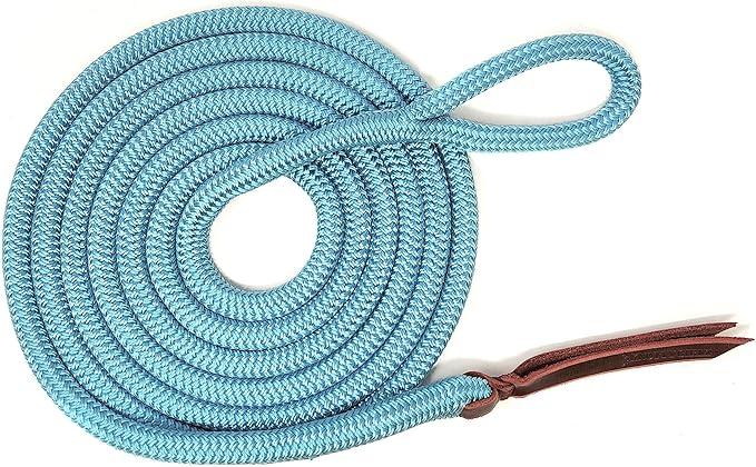 Double Braid Lead Rope with Eye Splice Loop, 12-14FT Lengths (Ice Blue, 12 ft.)