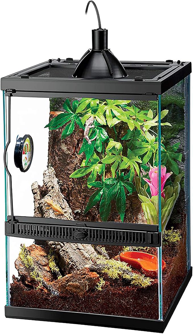 Zilla 11 Gallon Glass Tropical Vertical Habitat Starter Kit for Small Tree Dwelling Reptiles & Amphibians